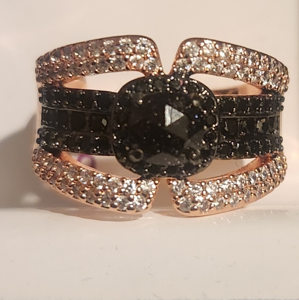 Bomb Party UNTAMED Ring Sz 9 "Pretty Little Hunter" Onyx Sandstone on Rose Gold